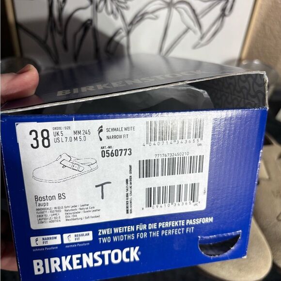 Birkenstock women’s Boston clogs 7 narrow new taupe custom zig zag rare - Picture 2 of 4